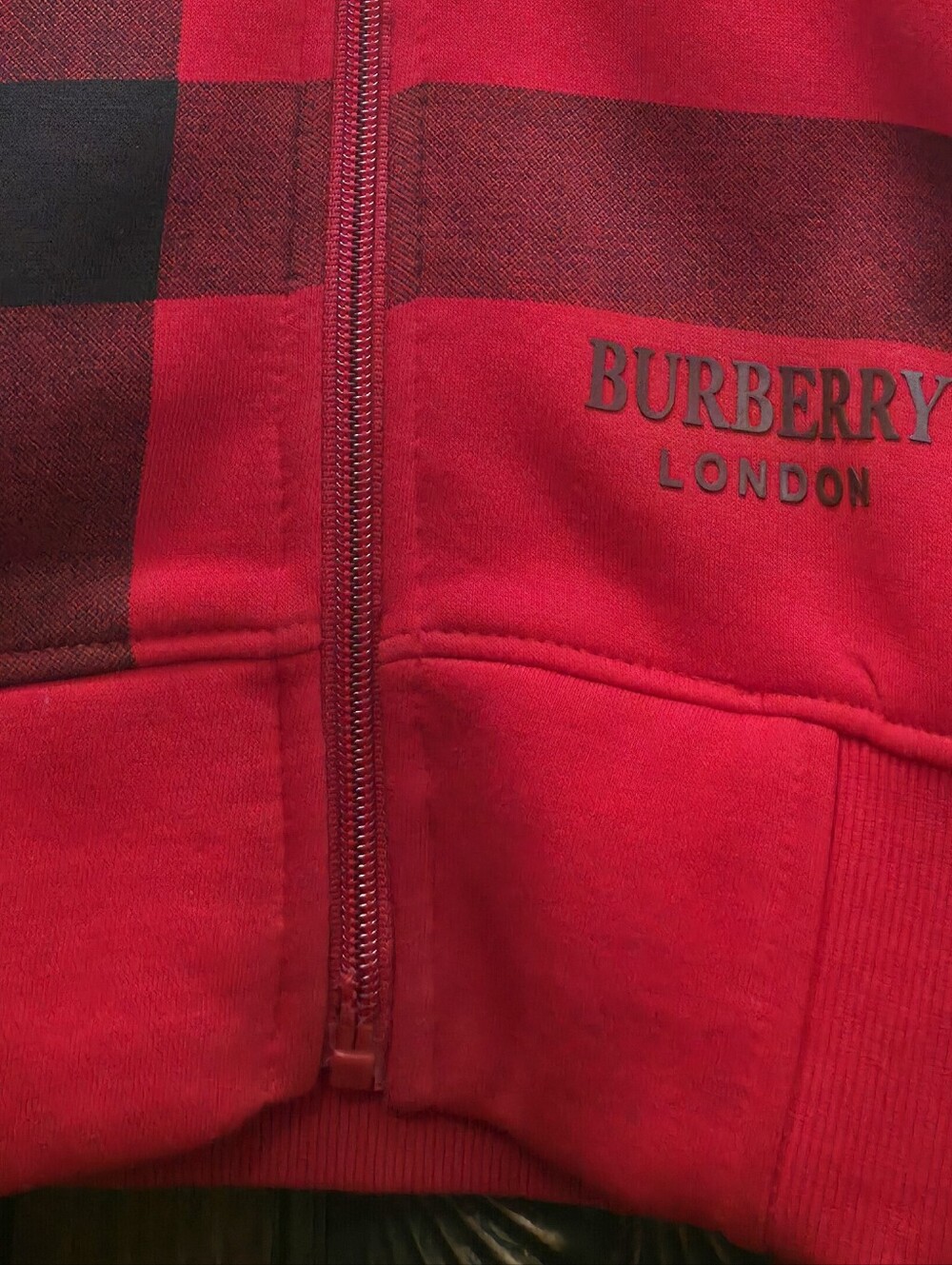 Burberry Deep Red Plaid Zip Jacket. - Picture 11 of 11